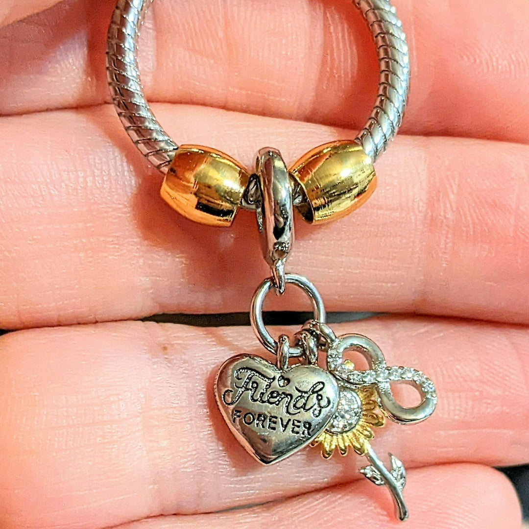 Friends Forever Sunflower Sterling Silver Toggle Charm Necklace, 20 inches