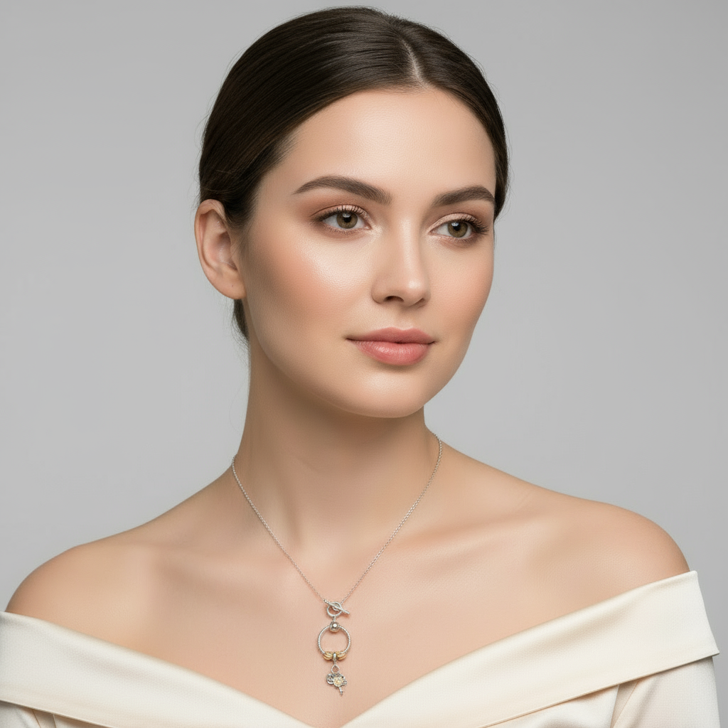 Friends Forever Sunflower Sterling Silver Toggle Charm Necklace, 20 inches