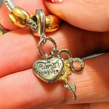 Friends Forever Sunflower Sterling Silver Toggle Charm Necklace, 20 inches