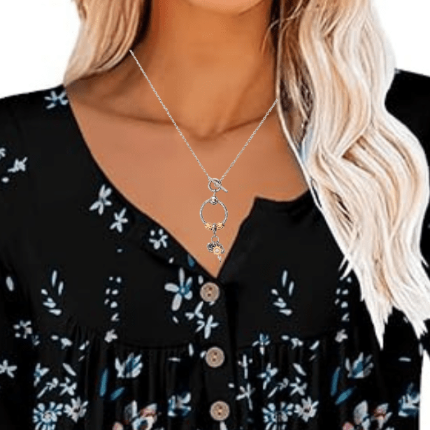 Friends Forever Sunflower Sterling Silver Toggle Charm Necklace, 20 inches