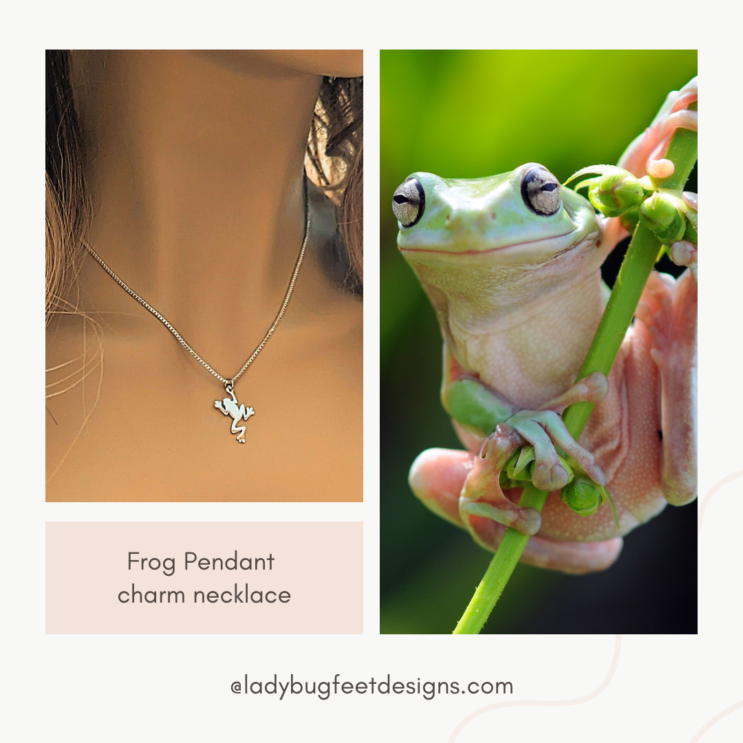 Frog Pendant charm necklace, 22 inch