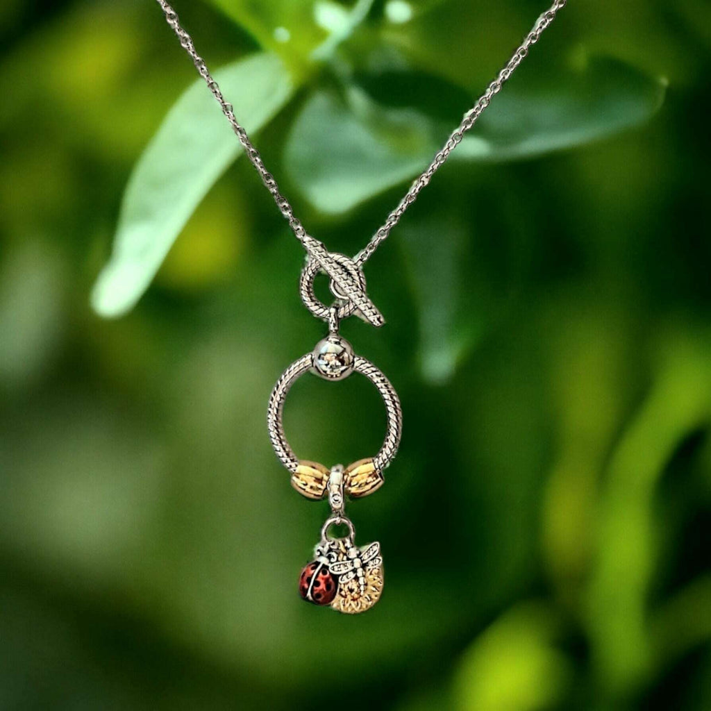 Garden Party Sterling Silver Toggle Charm Necklace, 20 inches