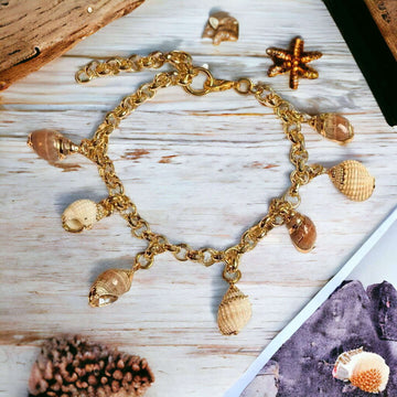 Genuine Conch Seashell Charm Bracelet