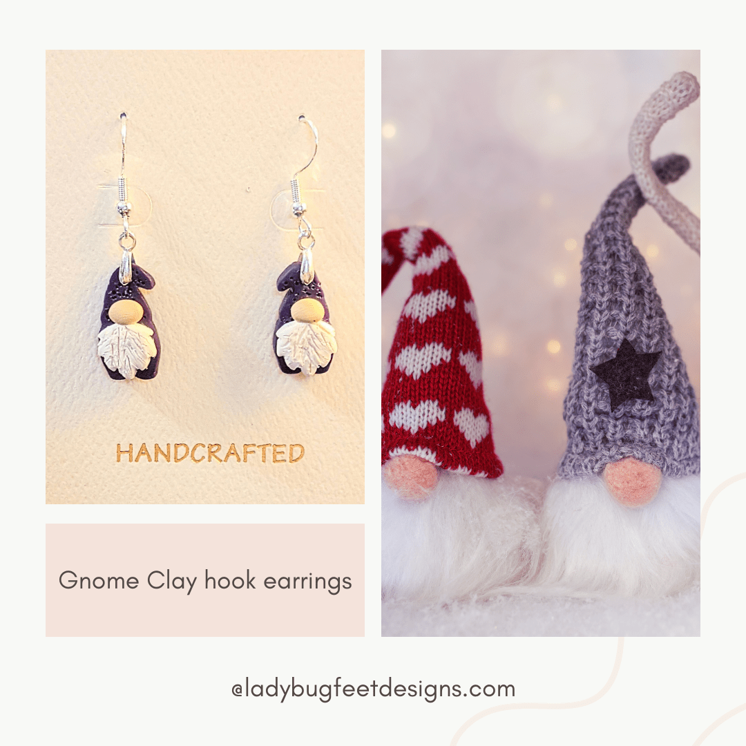 Gnome Clay hook earrings - Silver
