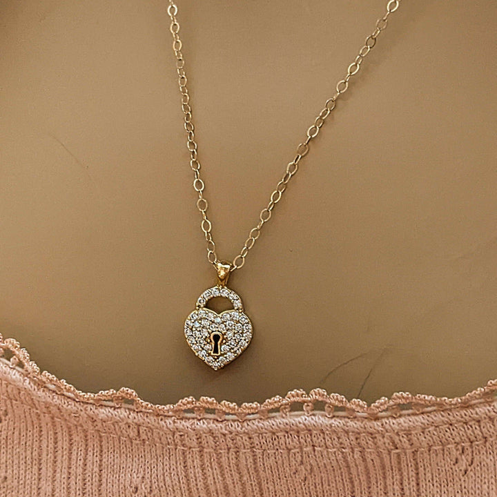 Gold CZ Key to my Heart Layered Necklace Set