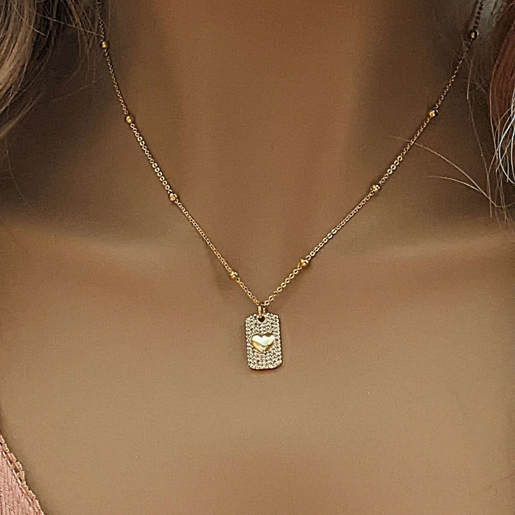 Gold CZ Key to my Heart Layered Necklace Set
