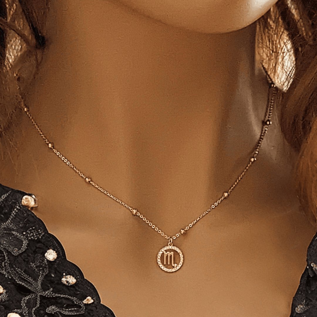 Gold CZ Zodiac Symbol Necklace - 18 inch