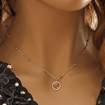 Gold CZ Zodiac Symbol Necklace - 18 inch