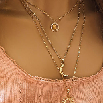 Gold CZ Zodiac Symbol Necklace - 18 inch