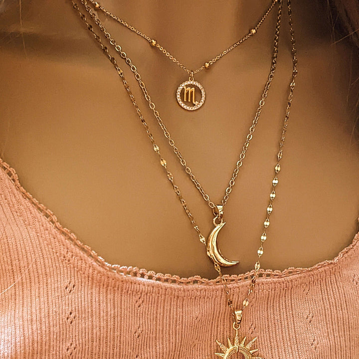 Gold CZ Zodiac Symbol Necklace - 18 inch