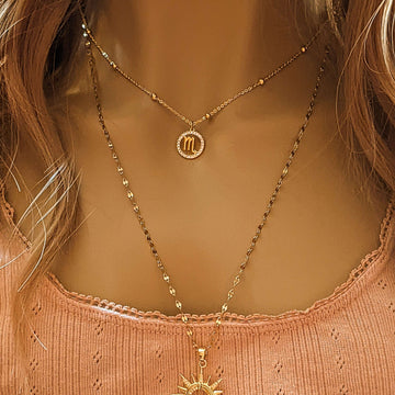 Gold CZ Zodiac Symbol Necklace - 18 inch