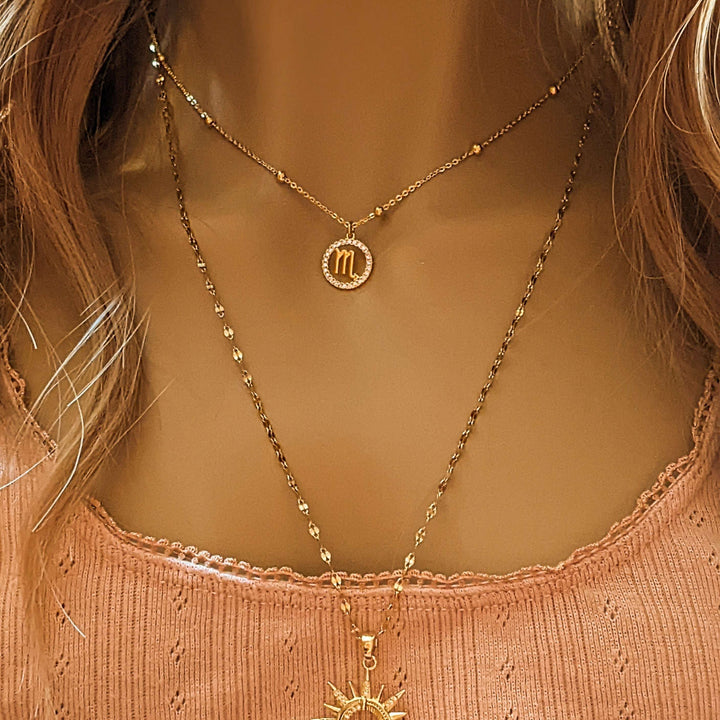 Gold CZ Zodiac Symbol Necklace - 18 inch