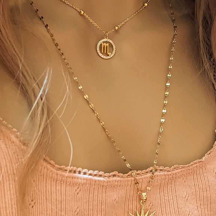 Gold CZ Zodiac Symbol Necklace - 18 inch