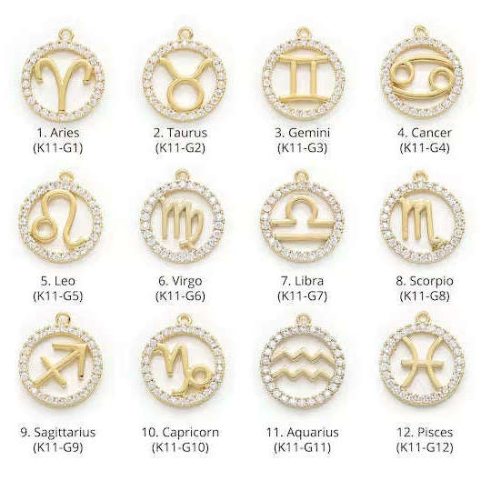 Gold CZ Zodiac Symbol Necklace - 18 inch