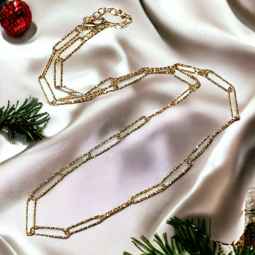 Gold Diamond Cut Paperclip Chain necklace, 18- 24 inch