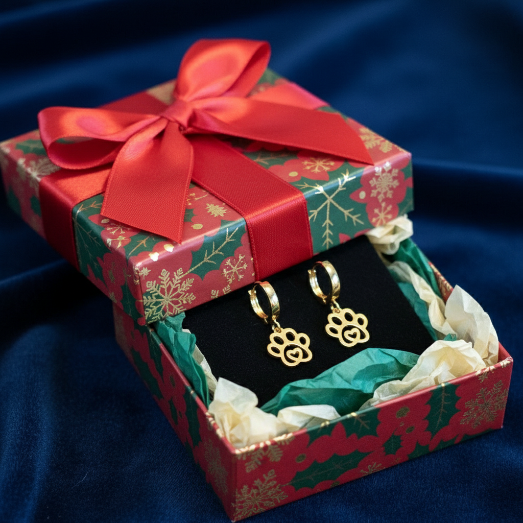 Gold Dog/Cat Paw Hoop earrings, 16mm Hoop Drop