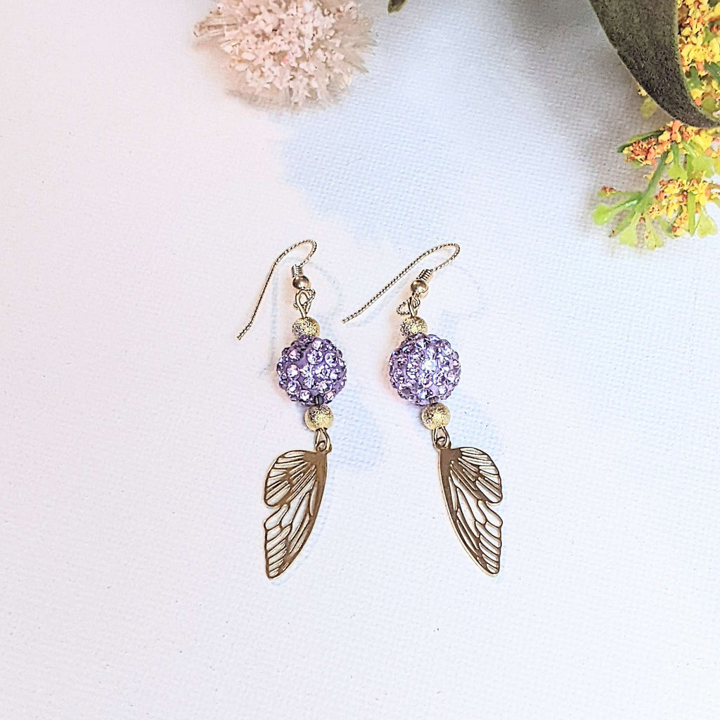 Gold Fairy/Butterfly Wing dangle earrings