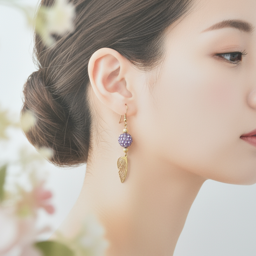 Gold Fairy/Butterfly Wing dangle earrings