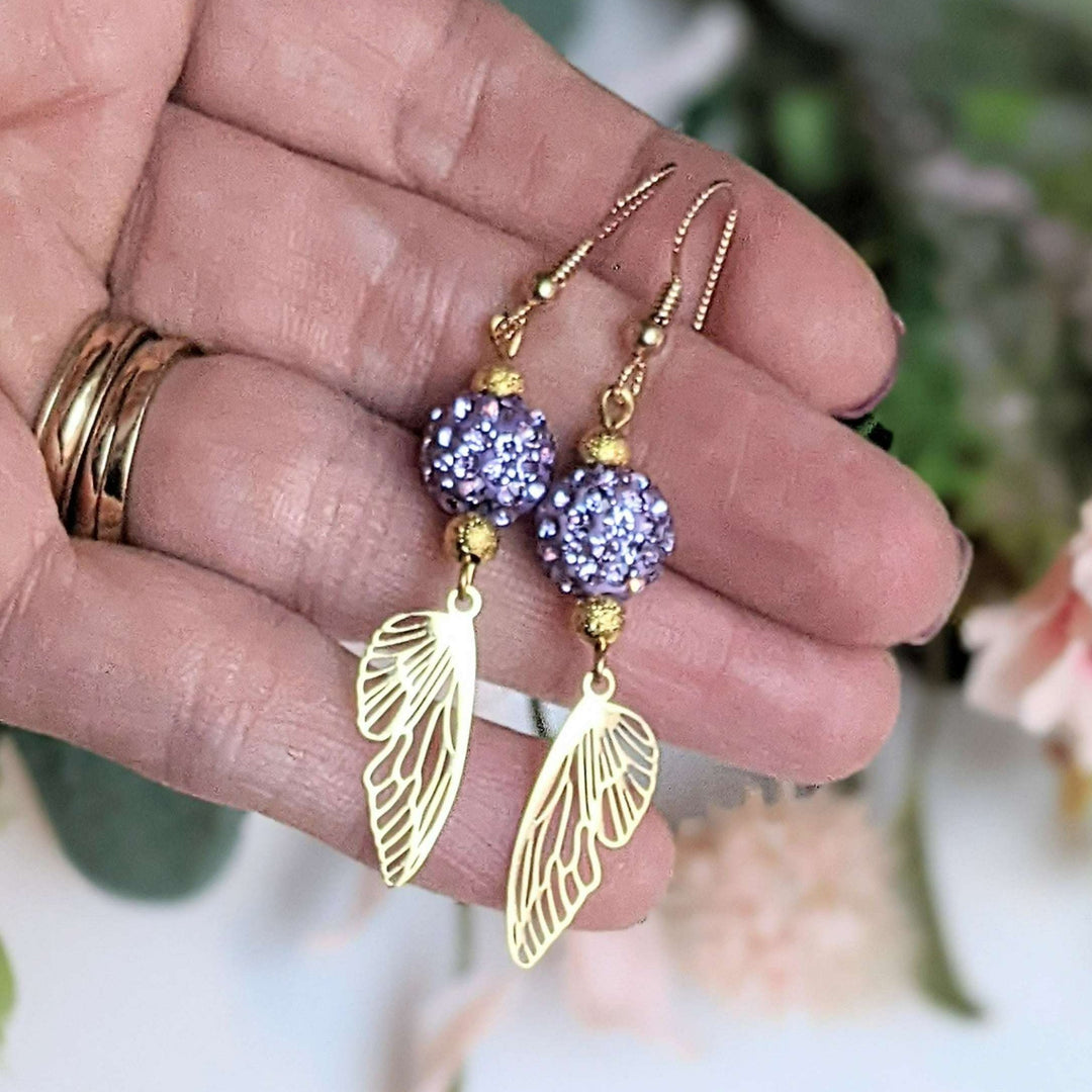 Gold Fairy/Butterfly Wing dangle earrings