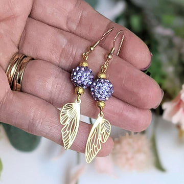 Gold Fairy/Butterfly Wing dangle earrings