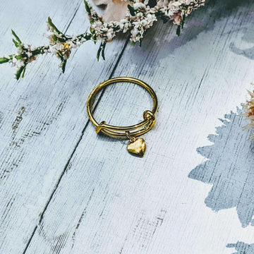 Gold Heart Expandable Charm Ring