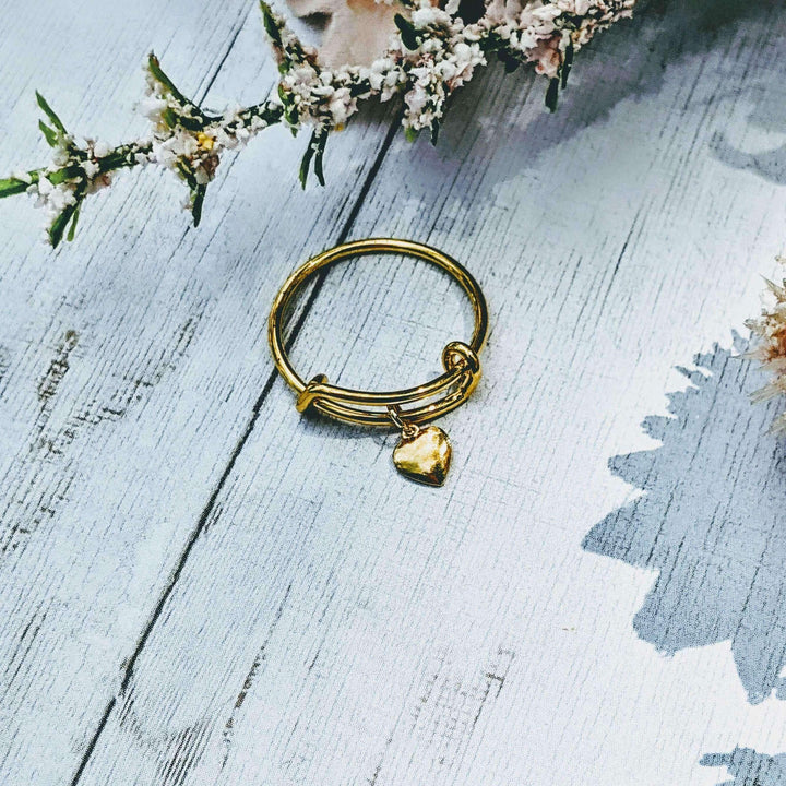Gold Heart Expandable Charm Ring