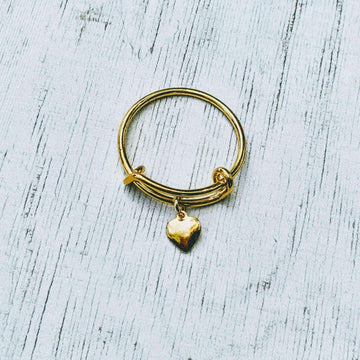 Gold Heart Expandable Charm Ring