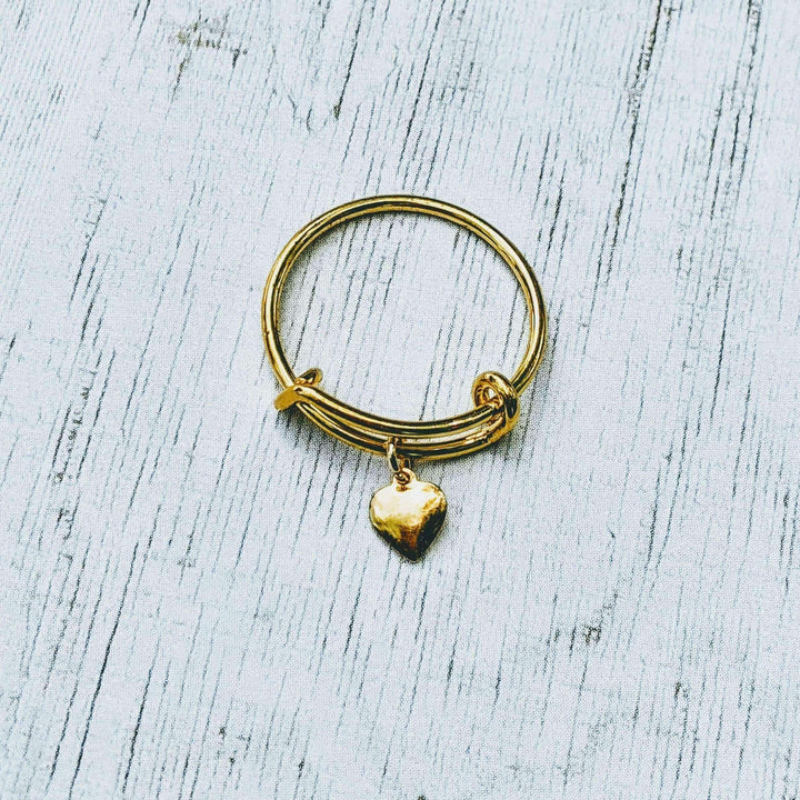 Gold Heart Expandable Charm Ring