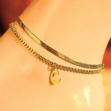 Gold Herringbone Chain Anklet