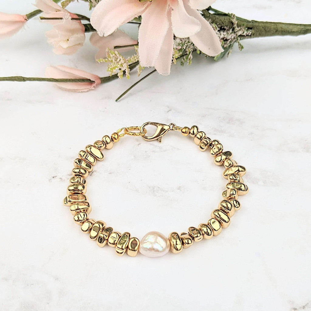 Gold Nugget Pearl Bracelet