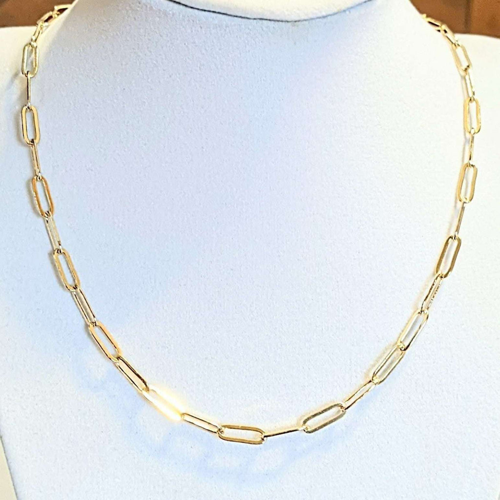 Gold Paperclip Chain necklace, 18- 24 inch