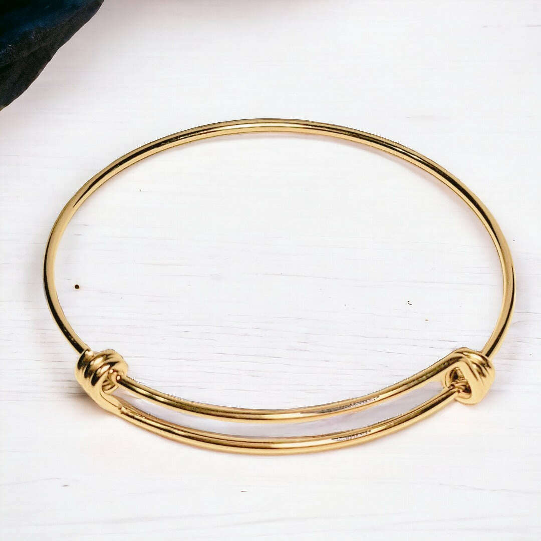 Gold Plated Stainless Steel Adjustable Bangle - D.I.Y. - BUILD YOUR CHARM BRACELET!