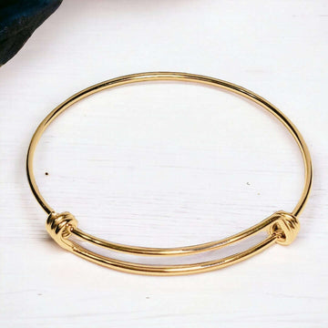 Gold Plated Stainless Steel Adjustable Bangle - D.I.Y. - BUILD YOUR CHARM BRACELET!