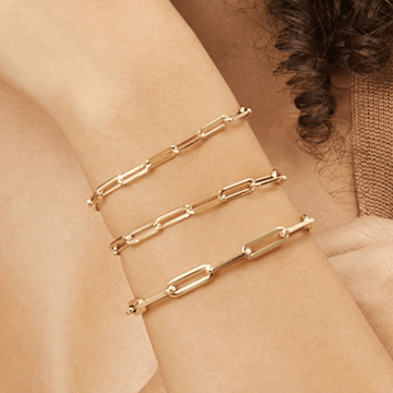 Gold Smiley Stainless Steel Paperclip Chain Bracelet