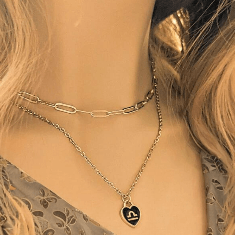 Gold Zodiac Sign Heart Necklace - 20 inches