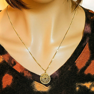 Zodiac Wheel Chart necklace, Gold - adjustable up to 24 inches