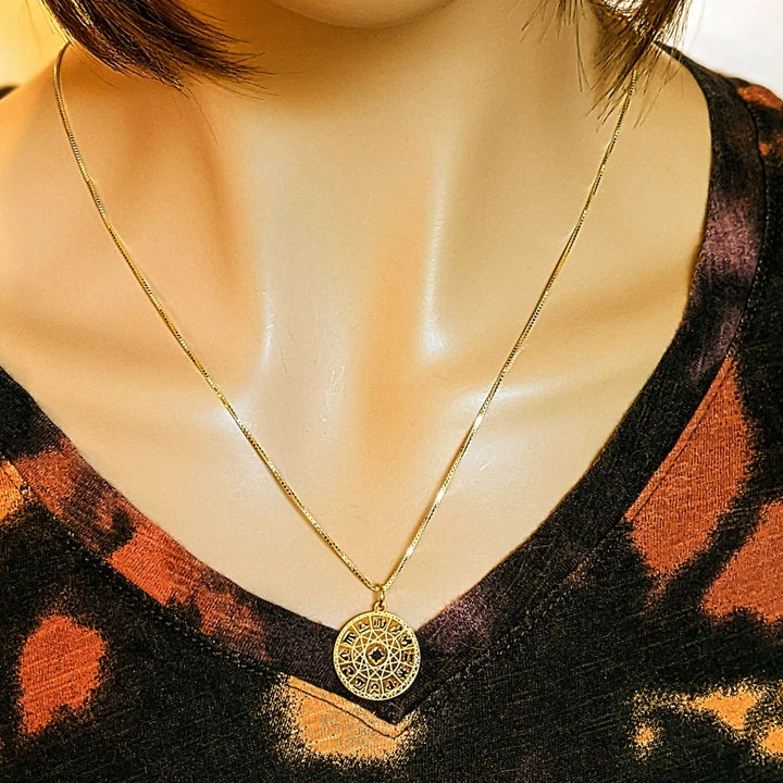 Zodiac Wheel Chart necklace, Gold - adjustable up to 24 inches
