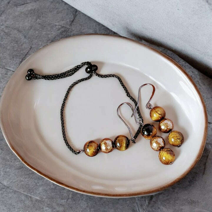 Golden Tiger's Eye Bracelet/Earring Set