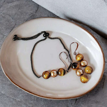 Golden Tiger's Eye Bracelet/Earring Set