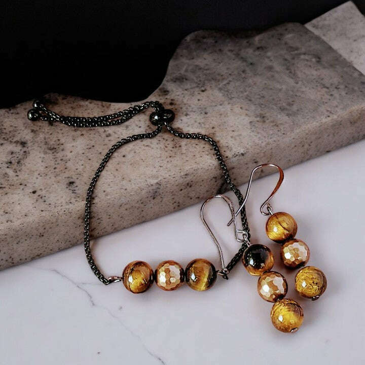 Golden Tiger's Eye Bracelet/Earring Set