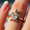Gold CZ Turtle Ring - Size 9