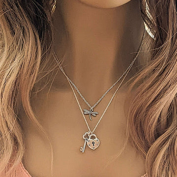 Heart & Lock Layered Chain Necklace