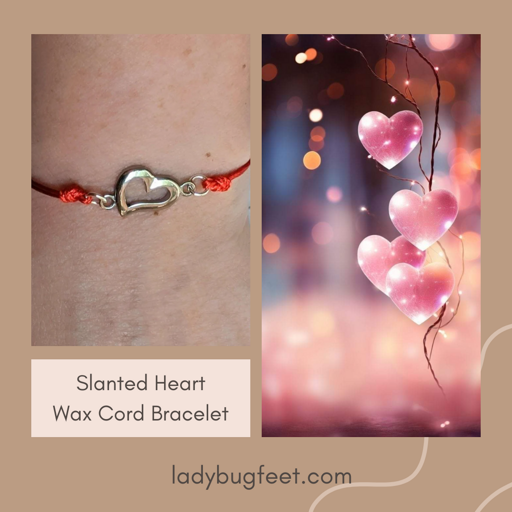 Slanted Heart Waxed Cord surfer Bracelet