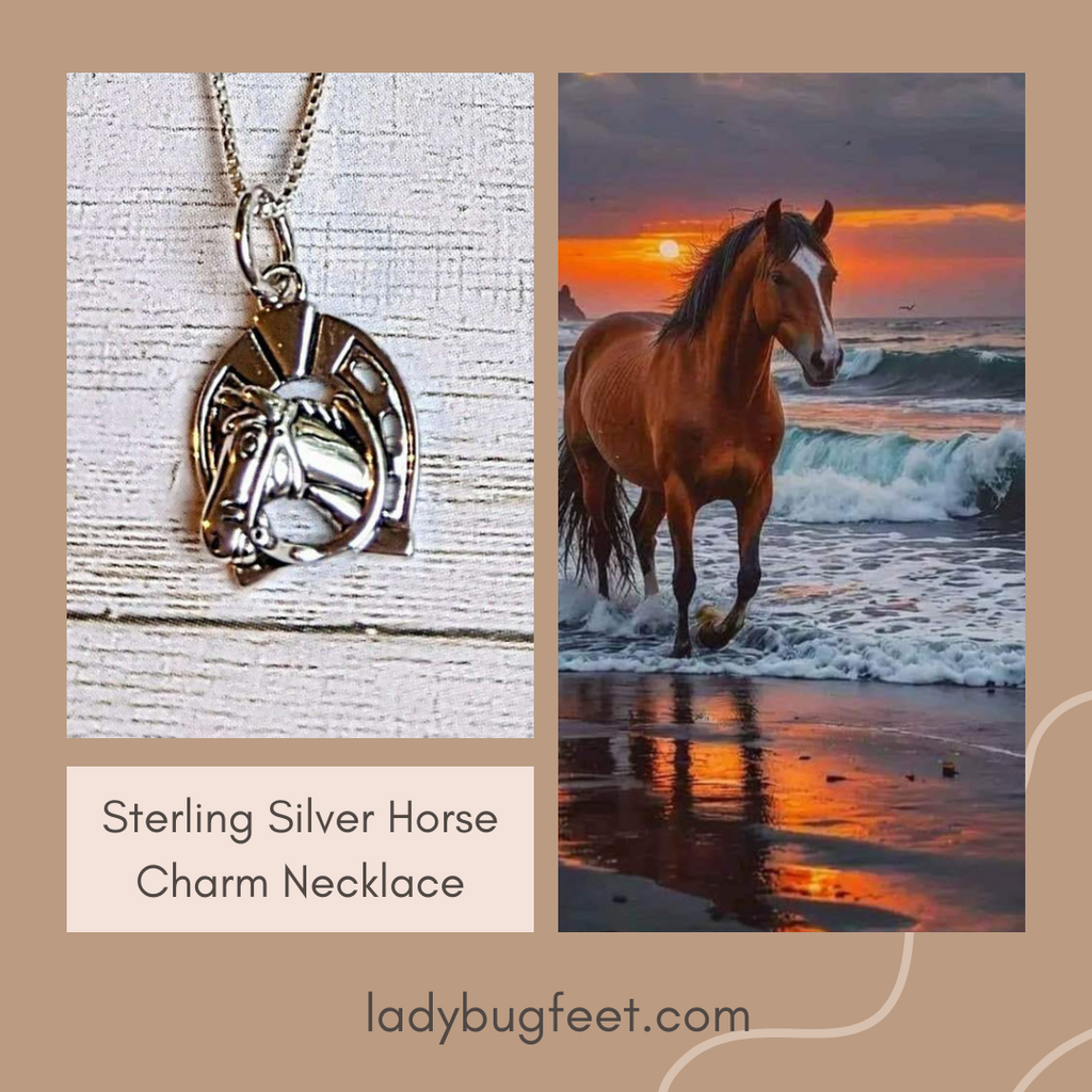 Sterling Silver Horse Pendant charm necklace, 22 inch