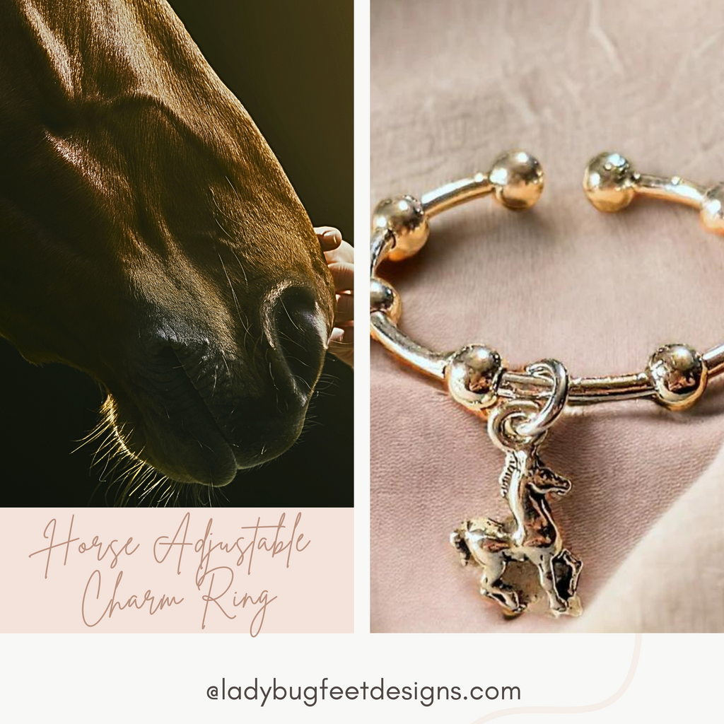 Sterling Silver Horse Adjustable Charm Ring