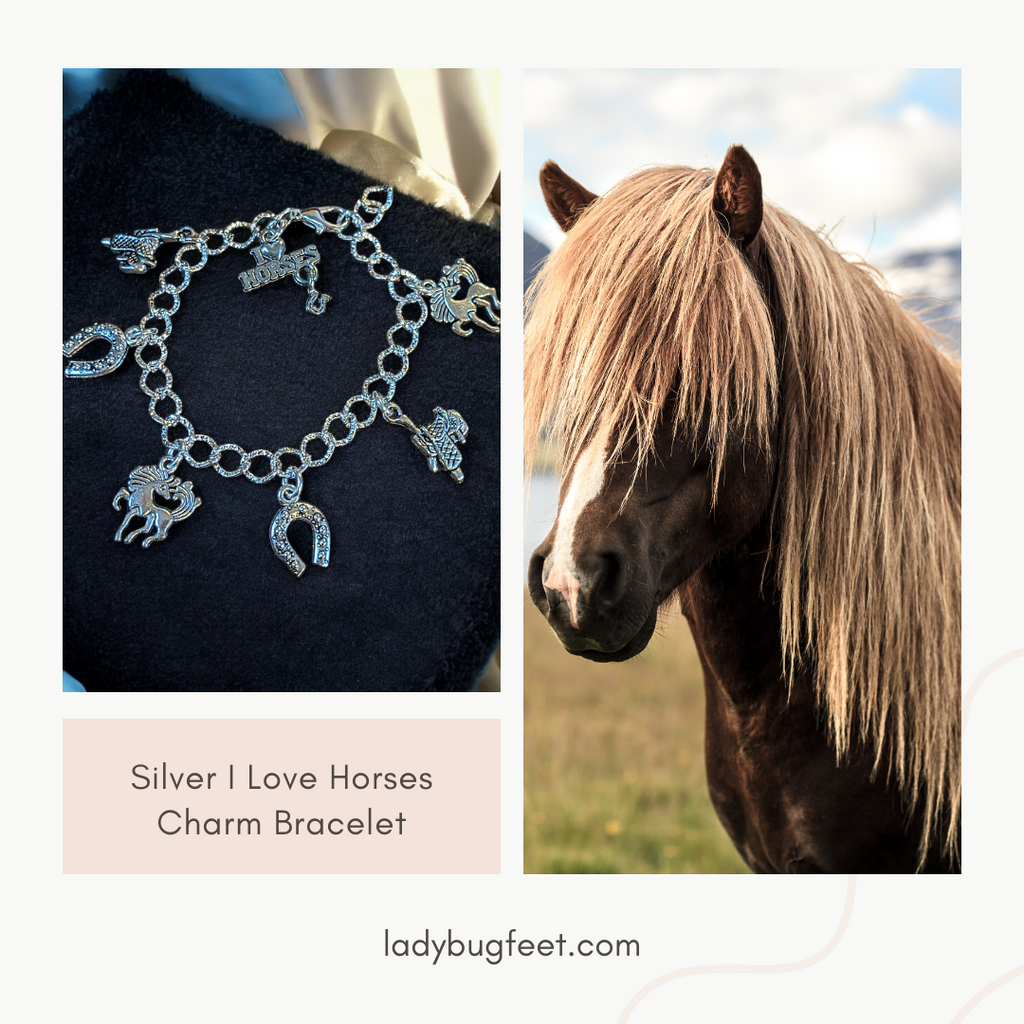 Silver I Love Horses Charm Bracelet