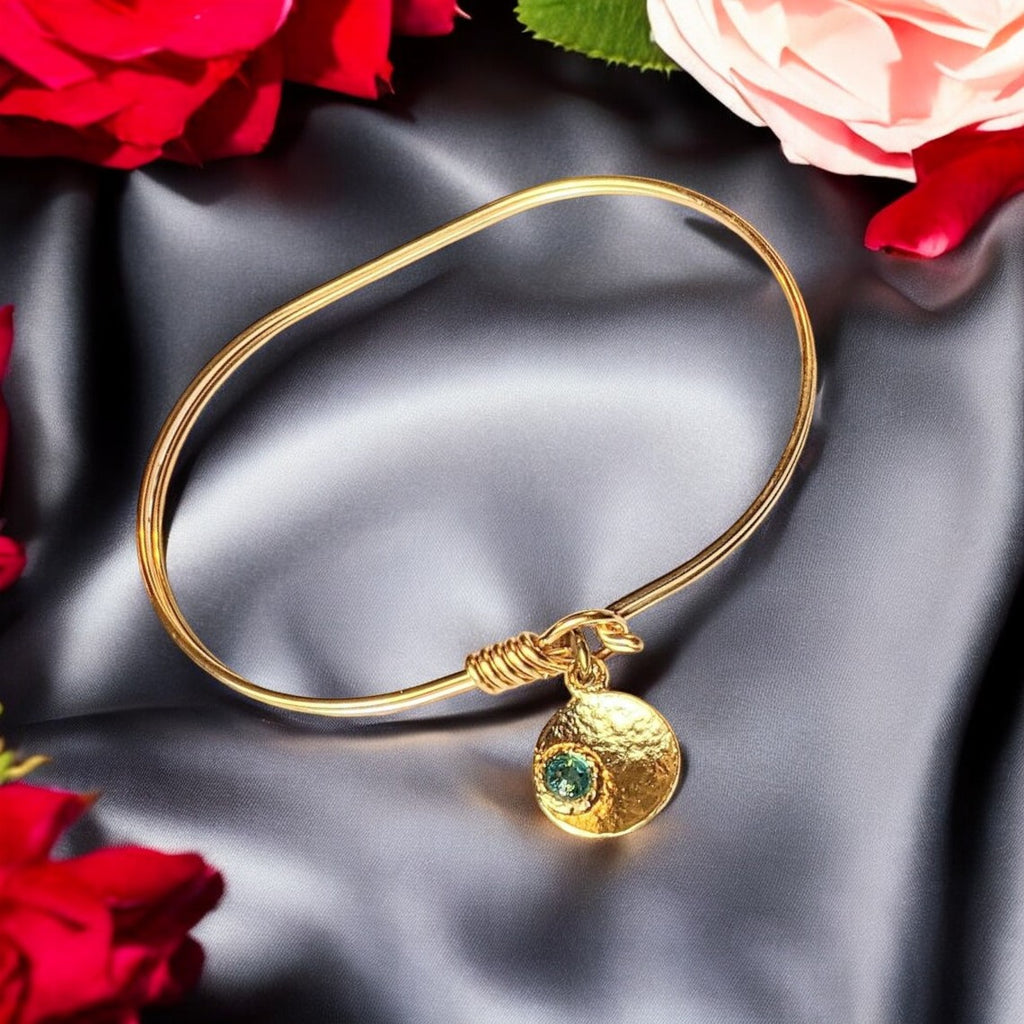 Gold Birthstone Cuff bangle