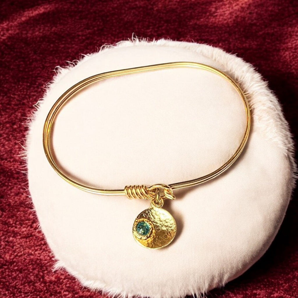 Gold Birthstone Cuff bangle