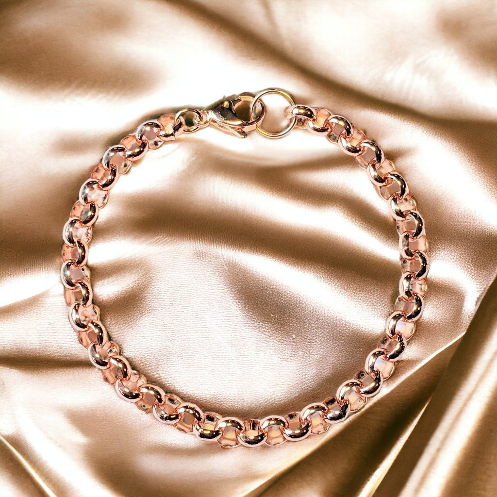 Rose Gold 7mm Rolo Charm Bracelet Base - D.I.Y. - BUILD YOUR CHARM BRACELET!