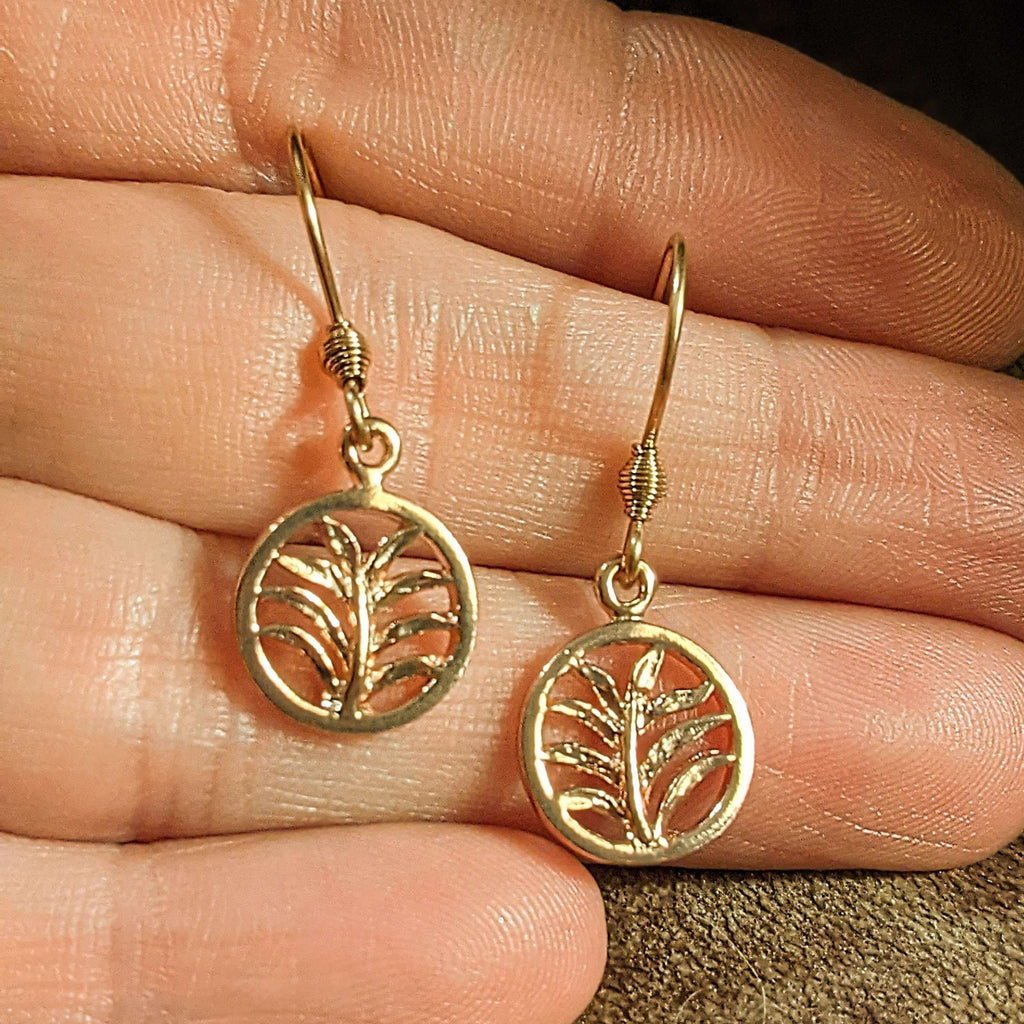 Palm Leaf Rose Gold dangle earrings